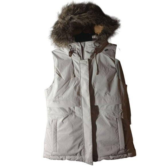NWT PrAna Banajaara hooded puffer vest Pebble Gray women's small
